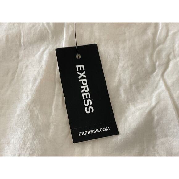 NWT Express Women’s 14 White Embroidered Skirt Ruffle Hem Cotton Side Zip New - Picture 8 of 12